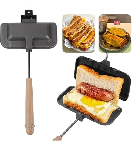 Amazon | ホットサンドメーカー 直火式 1枚食べパン専用 一人用 木製
